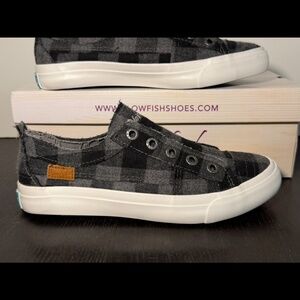 Blowfish Malibu Play Sneakers Buffalo Check Grey/Black Womans 7.5M